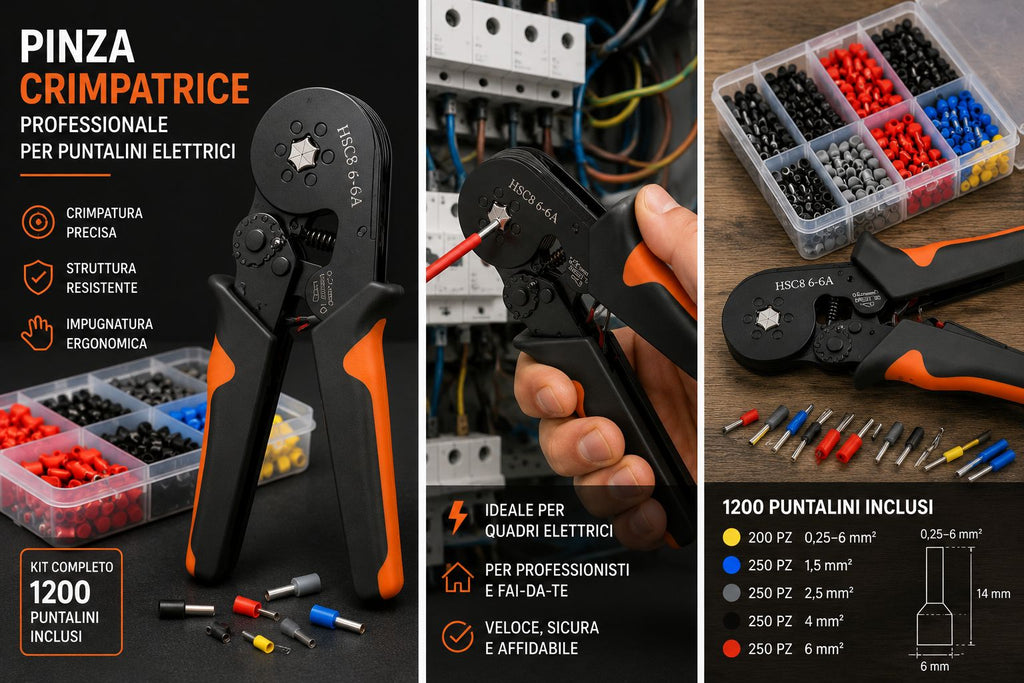 Set Pinza Crimpatrice per puntali elettrici